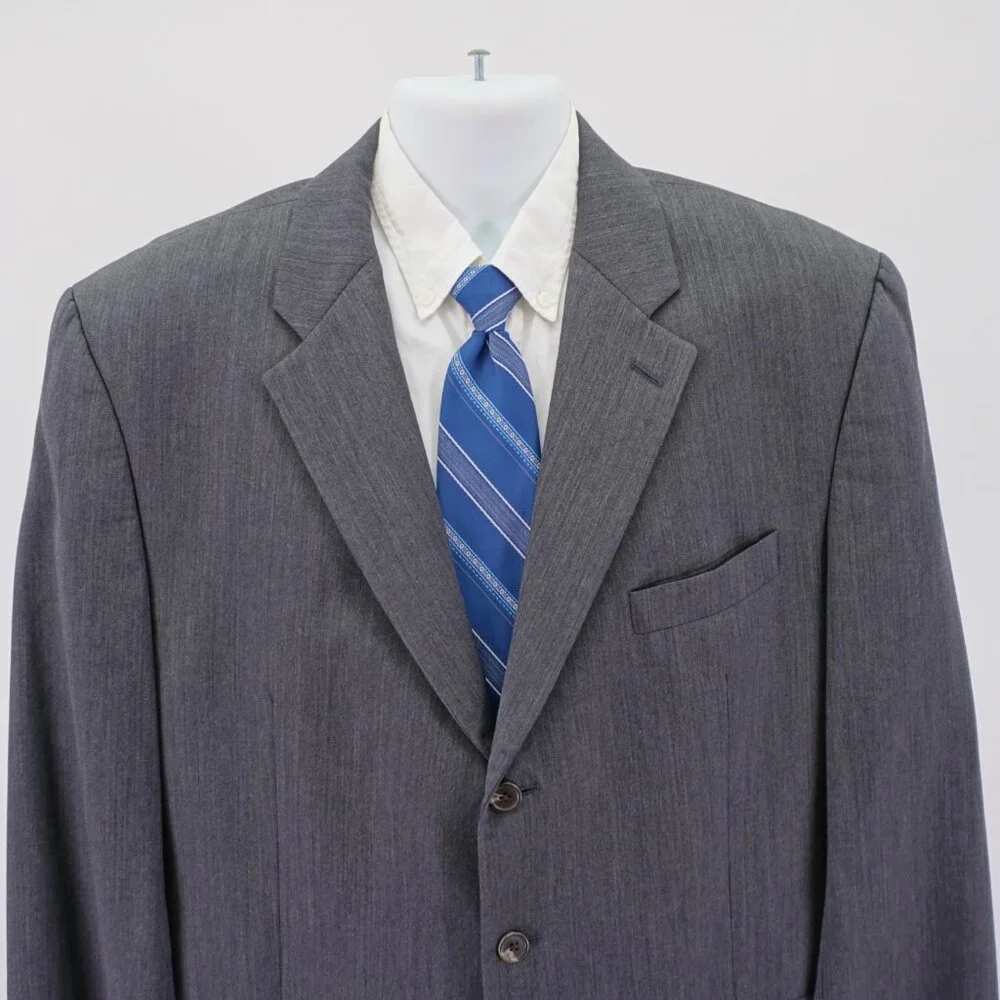 Ralph Lauren Blue Label Wool Gray Herringbone 3 Button‎ Blazer 44L